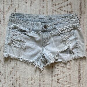 American Eagle Outfitters Light Blue Distressed Jean Shorts